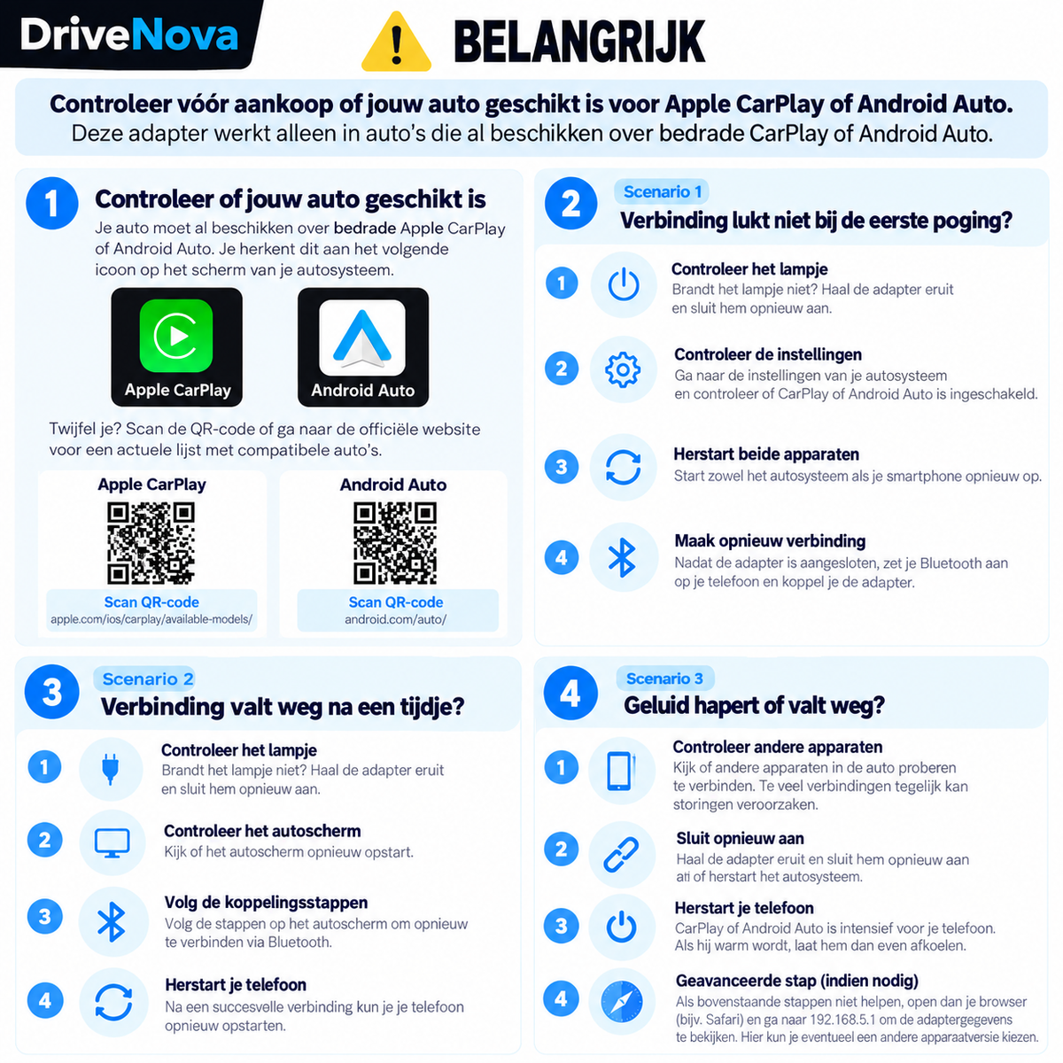 DriveNova Draadloze CarPlay & Android Auto Adapter