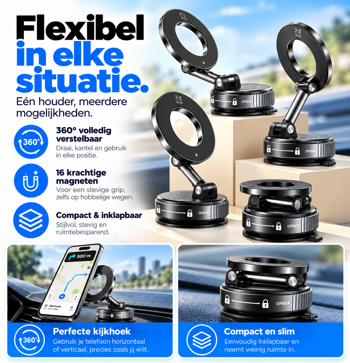 FlexMount Magnetische Telefoonhouder Auto