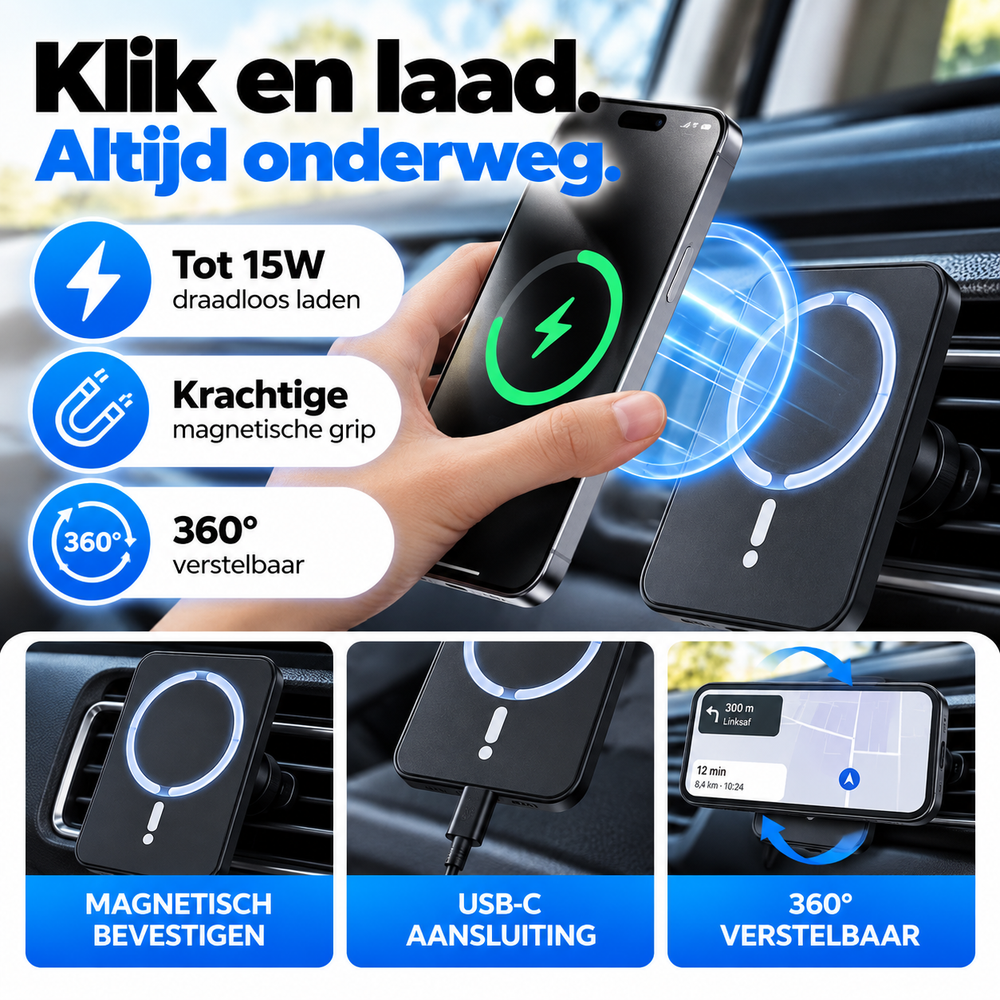 MagCharge Magnetische Autohouder & Oplader