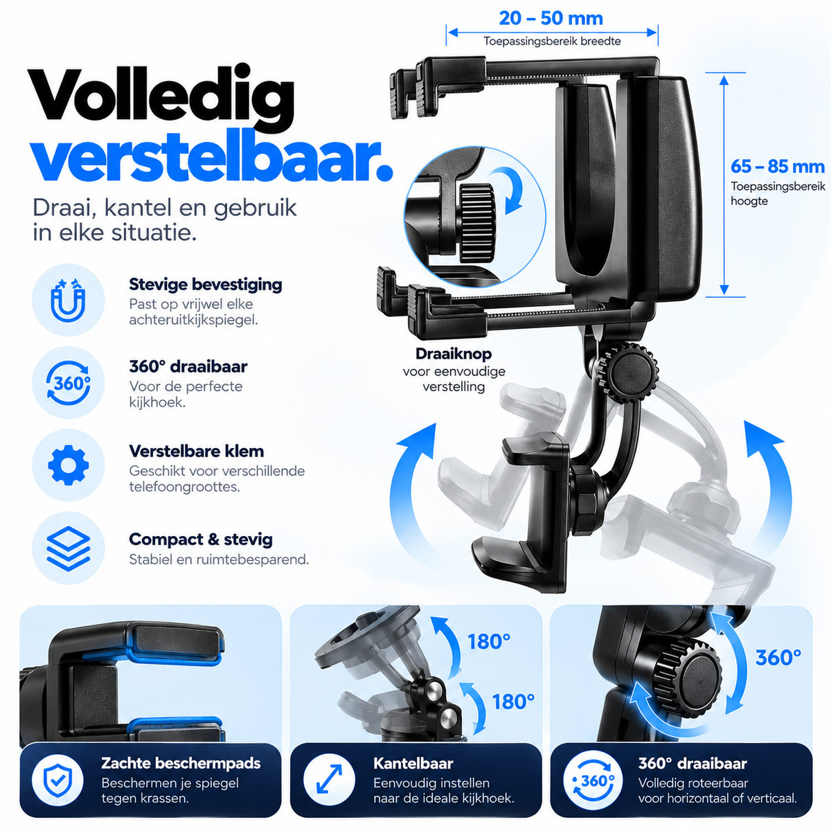 MirrorGrip - Achteruitkijkspiegel Telefoonhouder