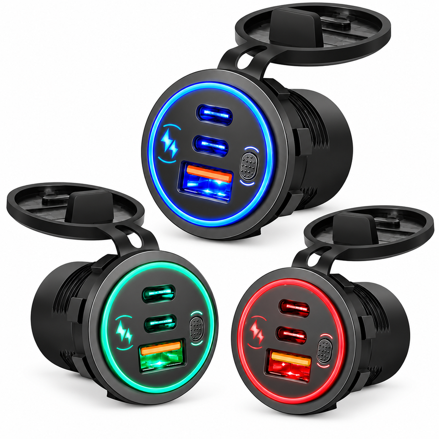 DriveNova PowerPort 78W – Dubbele USB-C Inbouwlader
