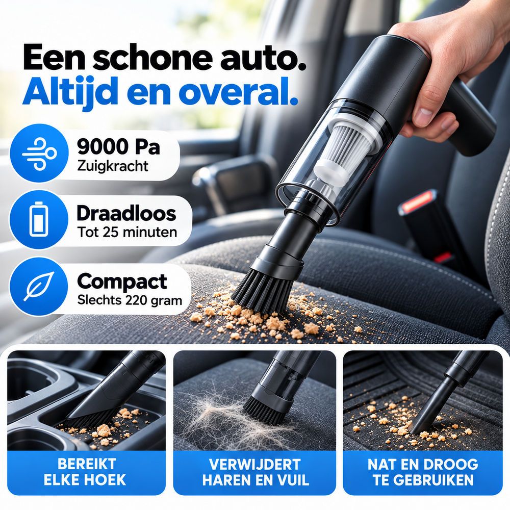 AirClean Draadloze Autostofzuiger