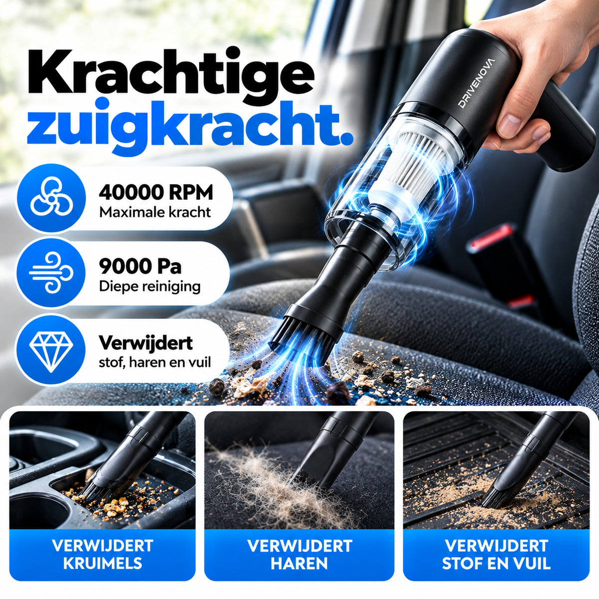 AirClean Draadloze Autostofzuiger